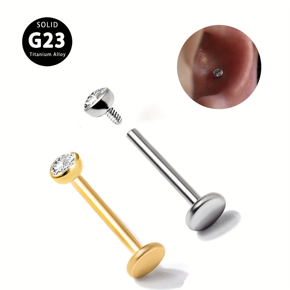 a 6mm 8mm 10mm titanium alloy zirconia ear bone   and versatile nose nail lip nail piercing jewelry suitable for daily wear