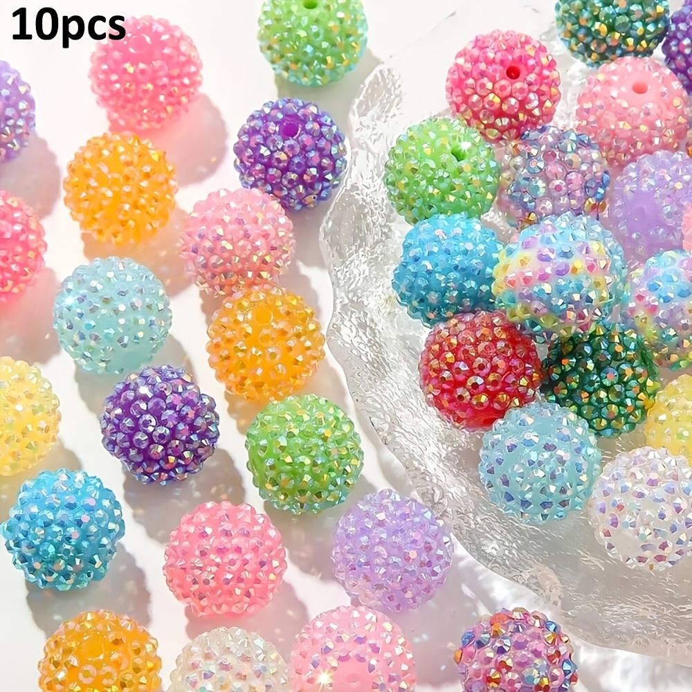 TEMU 10pcs Sparkling 20mm Strass Disco Ball Beads - Random Colors, Suitable For Jewelry, Pens And Crafts