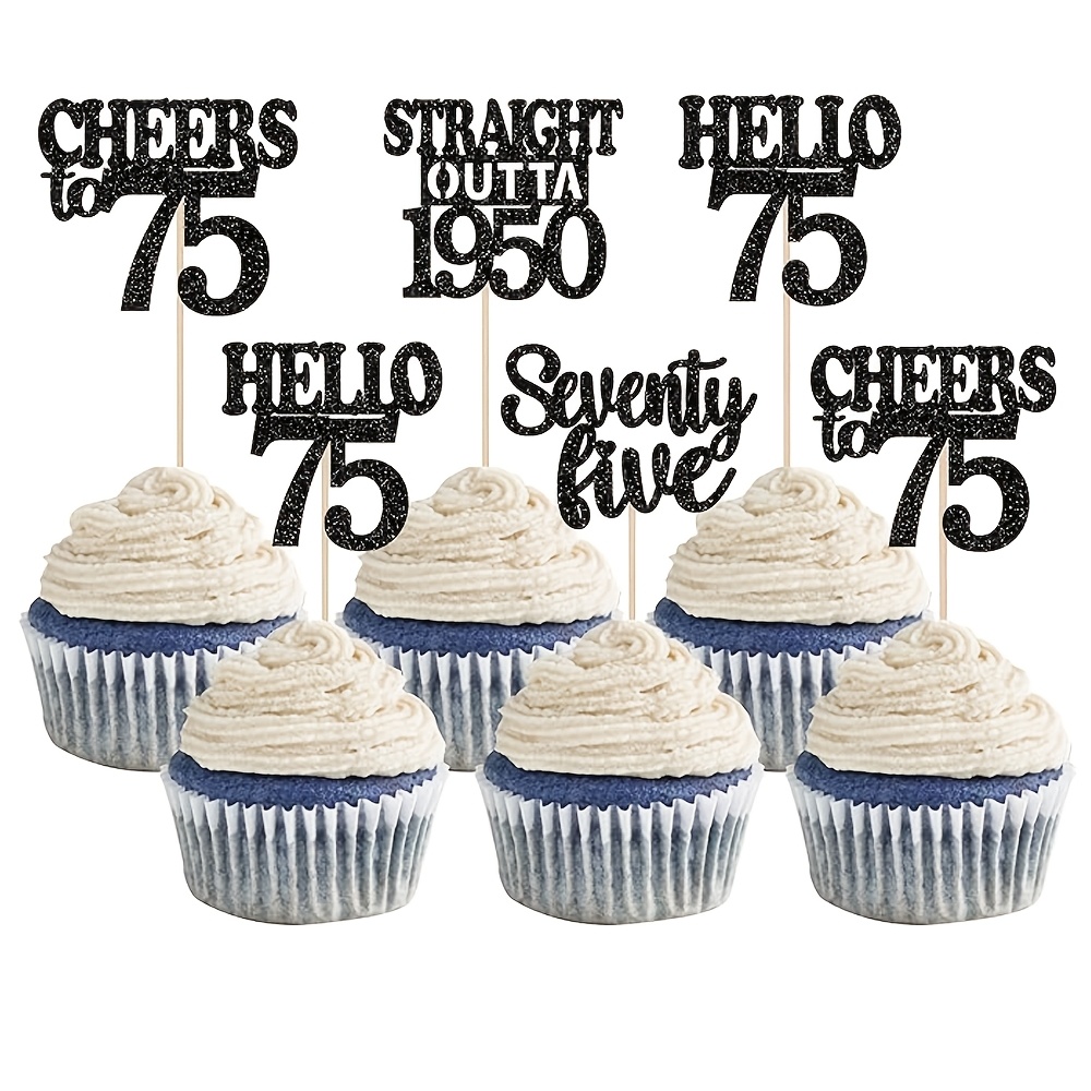 

24 Black 1950 Cupcake Toppers