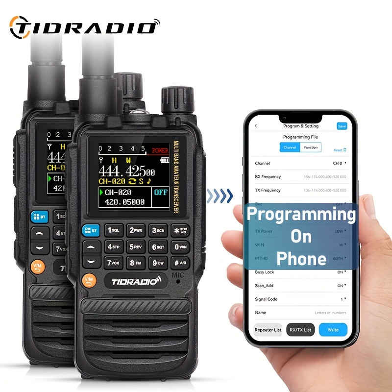   td h3 ham   radio type c wireless programming 8 band long range walkie talkies rechargeable handheld portable   air band frequency match dtmf lock   fm am full kit 2pack