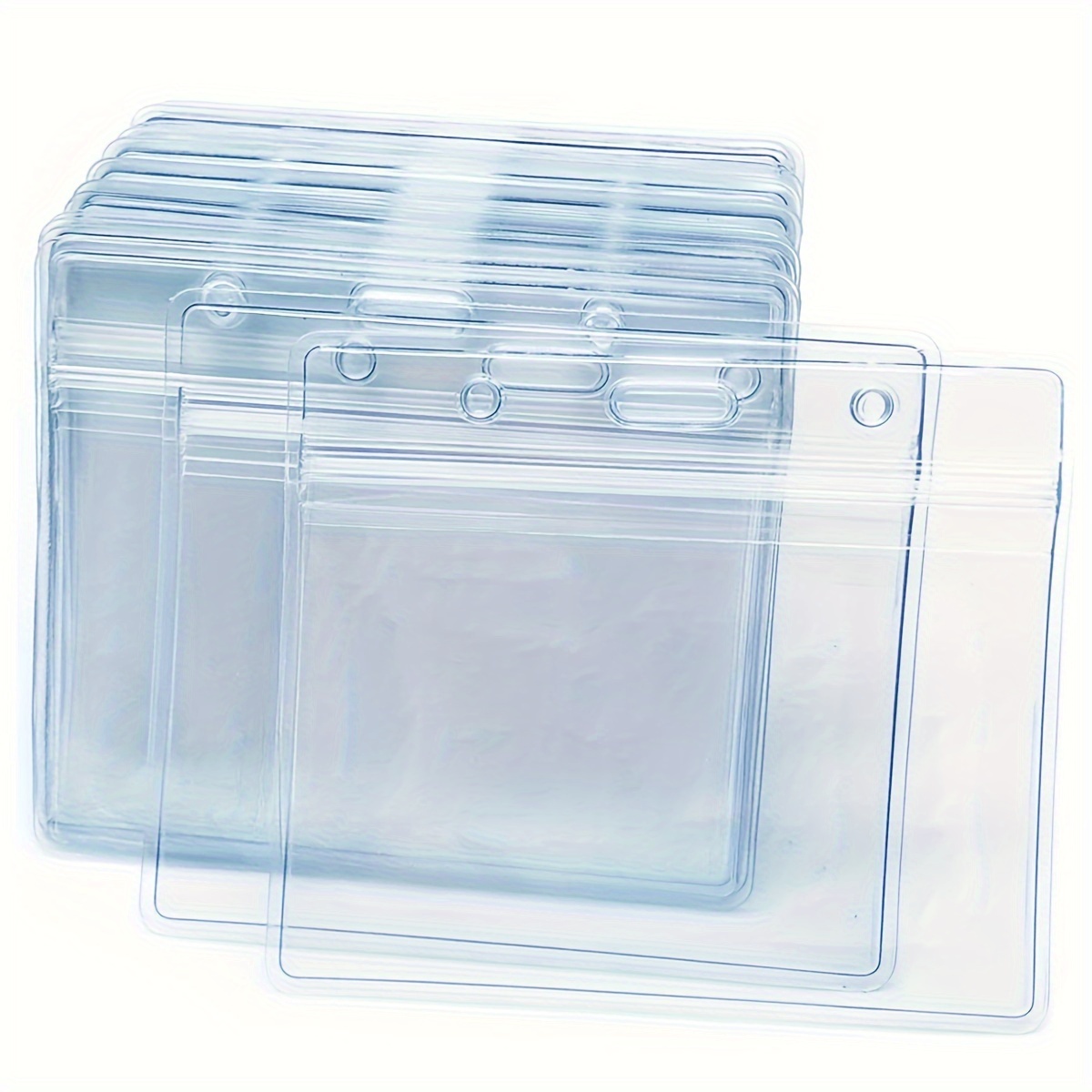 2d 20pcs Transparent Horizontal Badge Card Holder, High-quality Id Badge, Sealed, High-quality