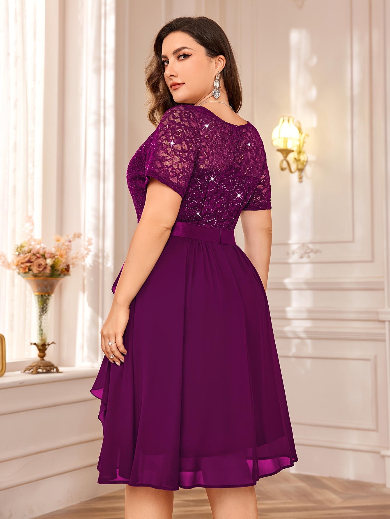 plus size lace swing dress Plus Size Lace Swing Midi Dress  Pluspreorder