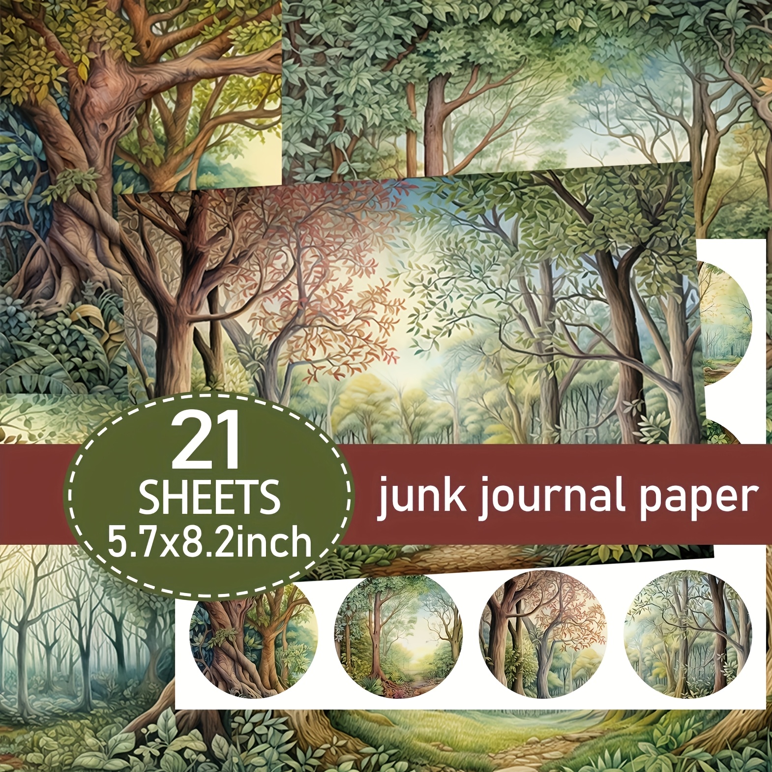 TEMU Conjunto de Papel para Scrapbooking en Vintage A5 con 21 Hojas (Papel + Pegatinas), Papel Artesanal para Diarios y Manualidades Decorativas,