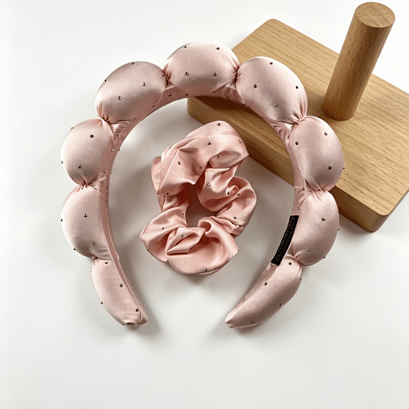 TEMU Ensemble 2 pièces pour femme : Bandeau antidérapant et nuage gonflé à strass, accessoires de cheveux décontractés et polyvalents pour un usage