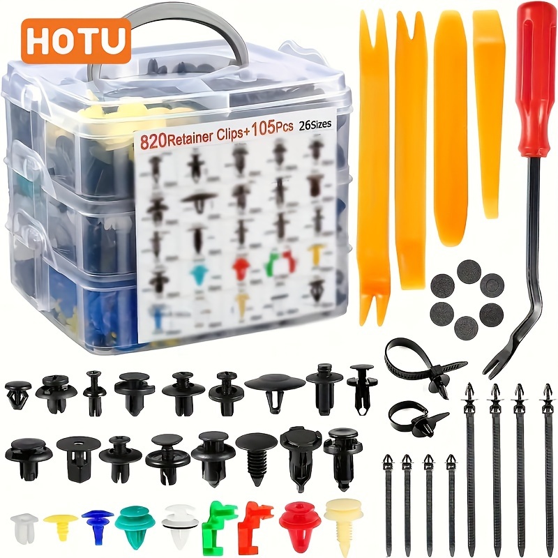 TEMU Comprehensive 925pcs Car Fastener Kit: 26 Popular Sizes Of Durable Bumper Retainer Clips, Plastic Rivets, And Tailgate Handle Rod Clips