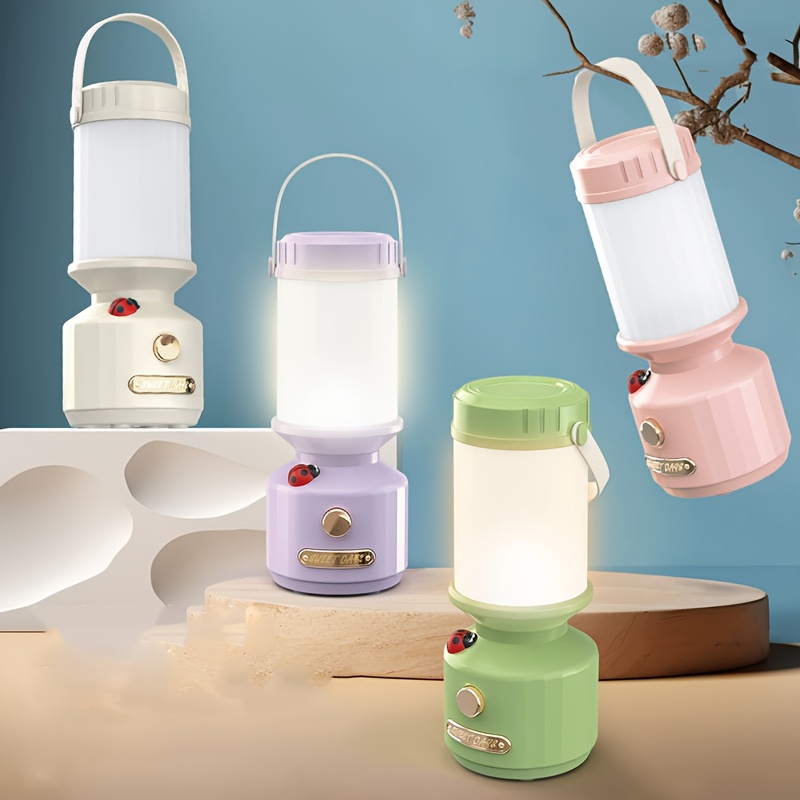 ladybug   bedside reading lamp portable rechargeable led night light with adjustable brightness 3 color     design battery powered for dorm bedroom study office dorm room lighting durable plastic body polished   button control operation dorm room lighting modern lighting lightweight design Product details 1