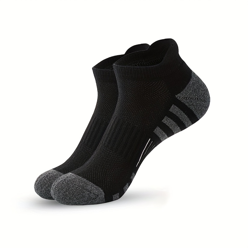6 Pairs Men's Lightweight Breathable Shock-absorbing Arch Support Sports Socks - Moisture-wicking, Striped Design, Random Colors, , Fitness Enthusiast Special