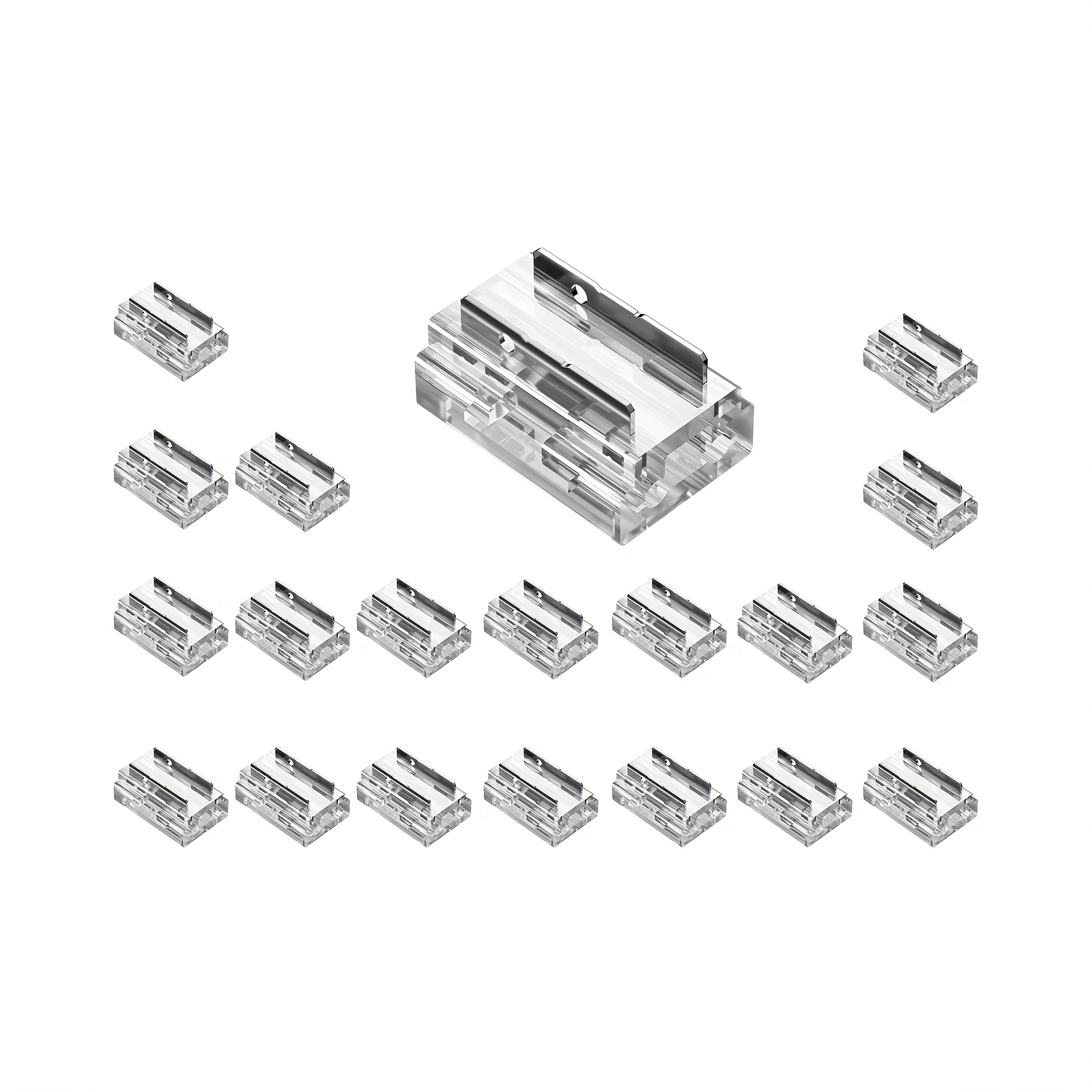 E-shop 20er Pack 2-Pin 10mm COB SMD LED Stecker, Drahtlos Lötfrei Transparent 8in 1 LED Stecker für SMD COB 10mm Einfarbige LED Streifen