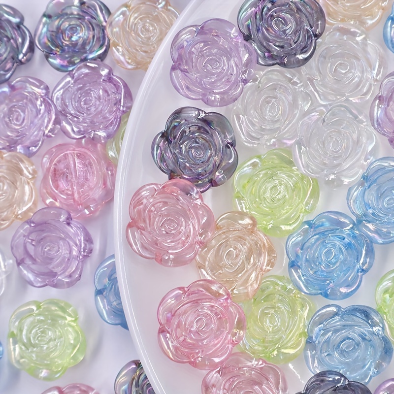

400pcs 12mm Rose Flower Acrylic Beads Camellia Loose Spacer Beads For Jewelry Making Diy Bracelet Handmade Accessories