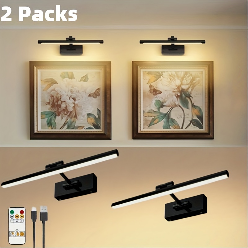 TEMU 16'' Picture Light With Adjustable Brightness - Wireless Battery-powered Wall Light (6000mah), Remote-controlled Atmosphere Art Light For