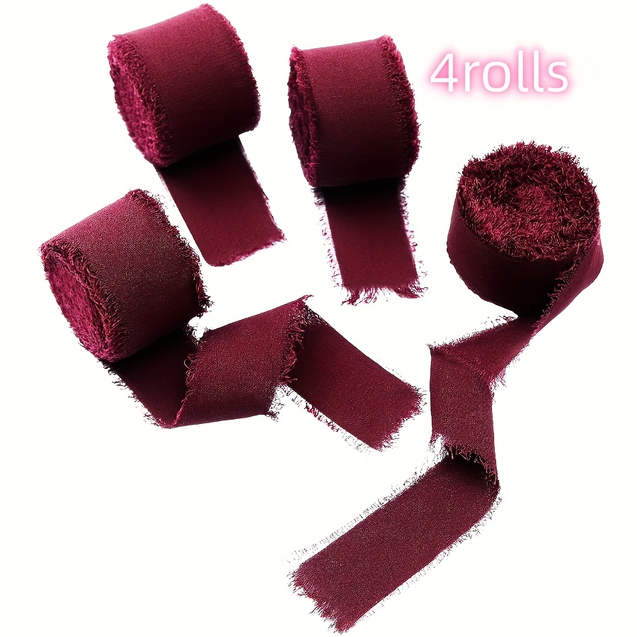 TEMU 4 Rollen 1,02 Zoll x 110,24 Zoll Burgunder Satinband, geeignet für Blumenstrauß, Geschenkverpackung, handgefertigtes Quastenband, für Hochzeits-