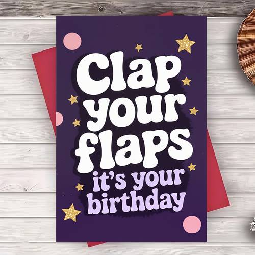 aesthetic dark purple funny birthday card clap your flaps its your birthday sarcastic greeting card unique friend birthday celebration gift card with envelope