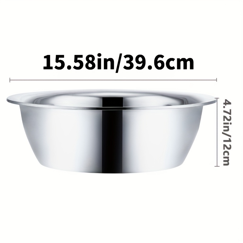 TEMU Thickened Stainless Steel Basin, Large-capacity Deep Mixing Bowl, Food-grade Stainless Steel Wash Basin For Kitchen, Laundry, Marinating,