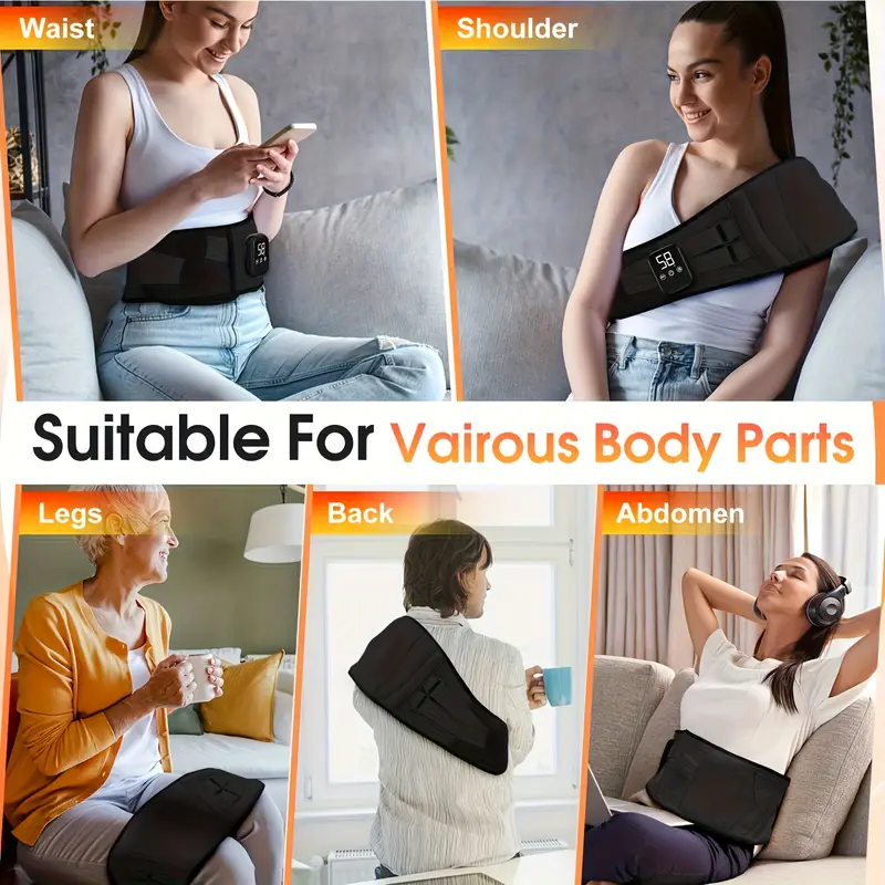 wireless heating waist massage belt with waist support 3 heating and vibration adjustable and wearable under clothes usb charging discreet design breathable belt heating vibration heating busy professionals office workers Product details 8