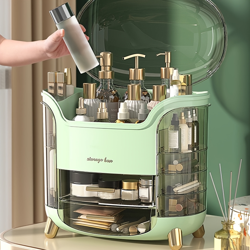versatile cosmetic organizer with drawers durable plastic storage box for makeup skincare and stationery multi compartment holder for brushes lipsticks and beauty products portable desktop organizer with polished   Product details 4