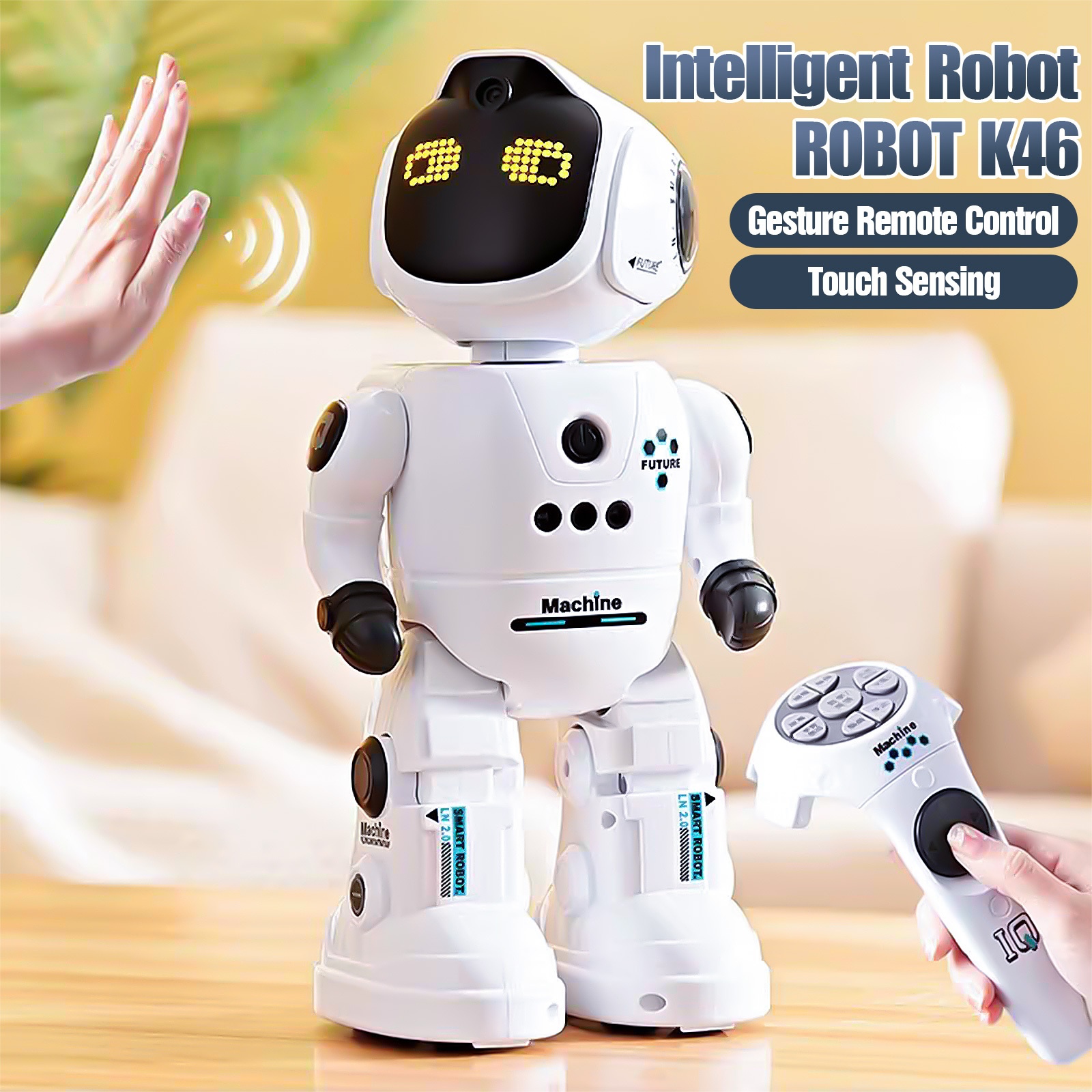 Kids' Smart Remote Control Robot Toy, Programmable Remote Control Robot with Gesture Sensing Walking and Dancing Birthday Gift Suitable for 6 7 8 9 Year Old Boys and Girls