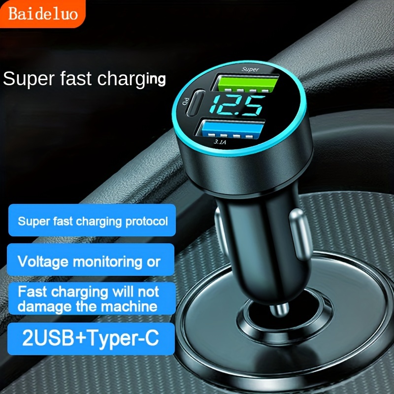 Fast Car Charger With 3 Ports Blu ray Plastic Car Adapter - Temu United  Arab Emirates