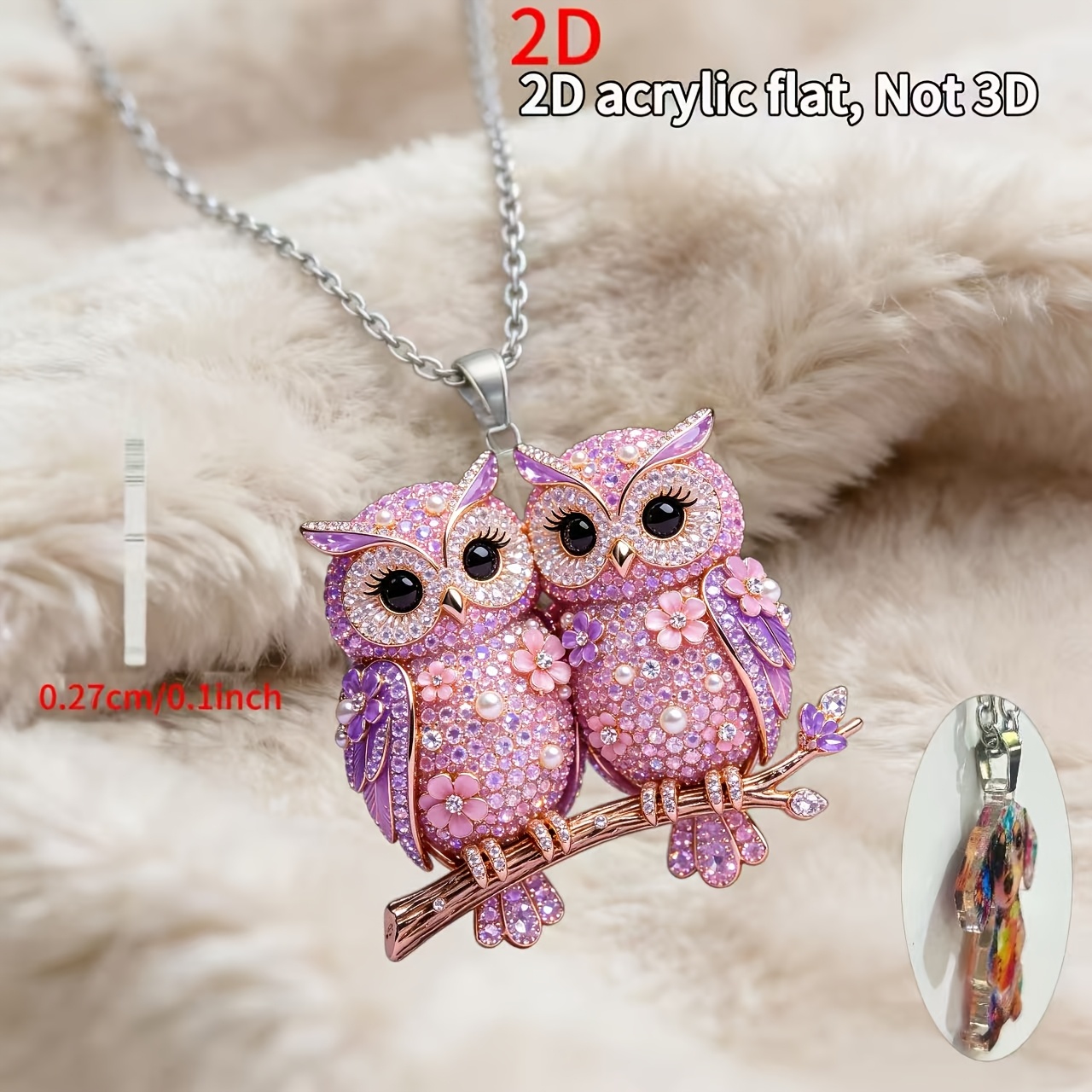 TEMU 2d Flat, [2d Flat] 1pc, 2d Acrylic Owl New Style Women's Necklace, Diy Pendant Fashion Sweater Chain, Ideal Gift For Birthday Parties And