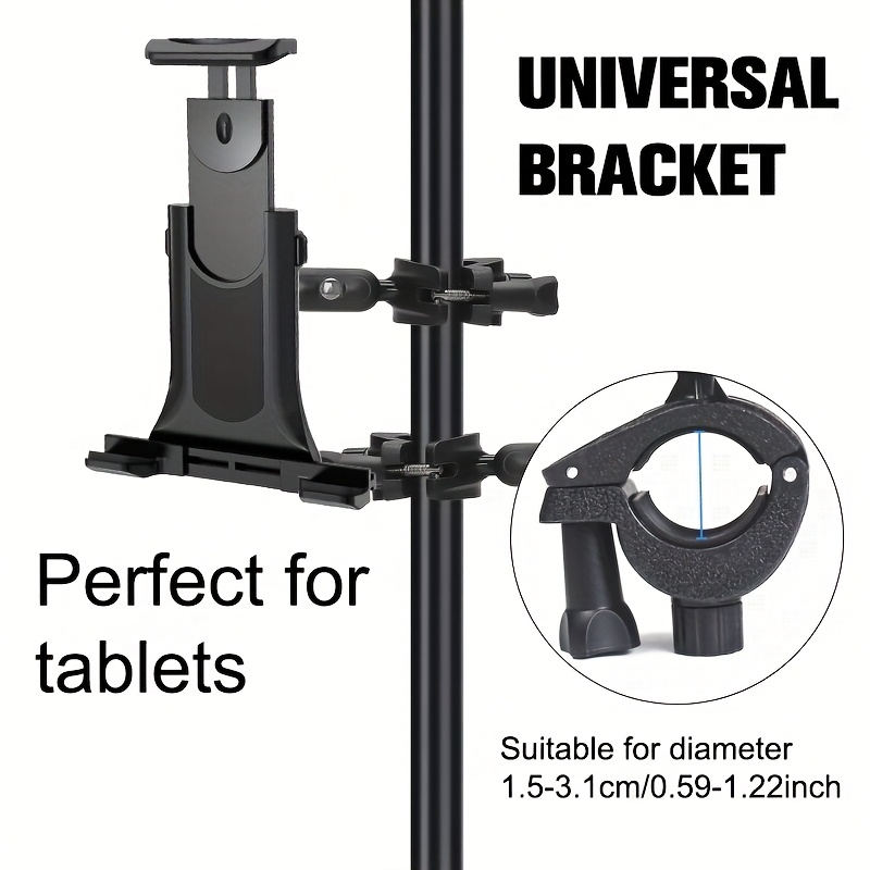 Universal Mobile Phone and Tablet Holder, Suitable for Microphone Holder, Railings and Handlebars, Microphone Music Stand Truck Handlebar Holder, Adjustable Mobile Phone and Tablet Holder, Suitable for 4.7 - 14 inch Mobile Phones and Tablets