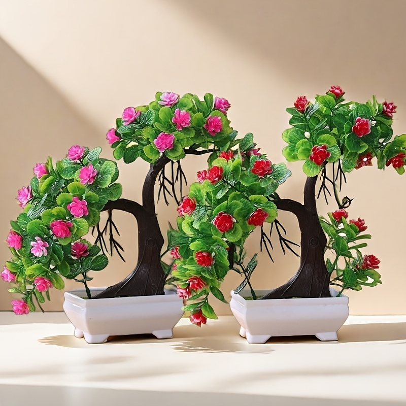 Set van 2 kunstmatige potplanten met rustiek groen blad