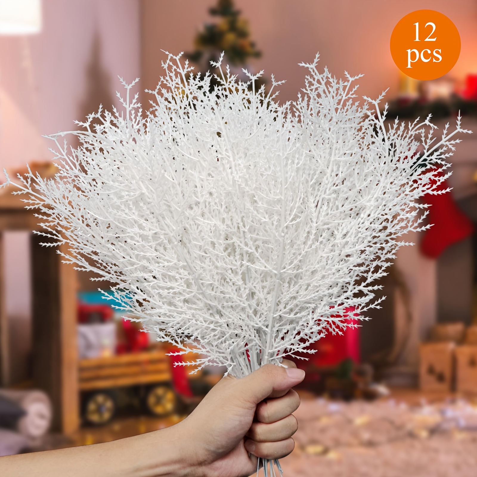 TEMU 12pcs Artificial For Christmas Decor - Plastic Tabletop For Diy Seasonal Displays, Arrangements, And Home Decor Without Electricity Or Batteries