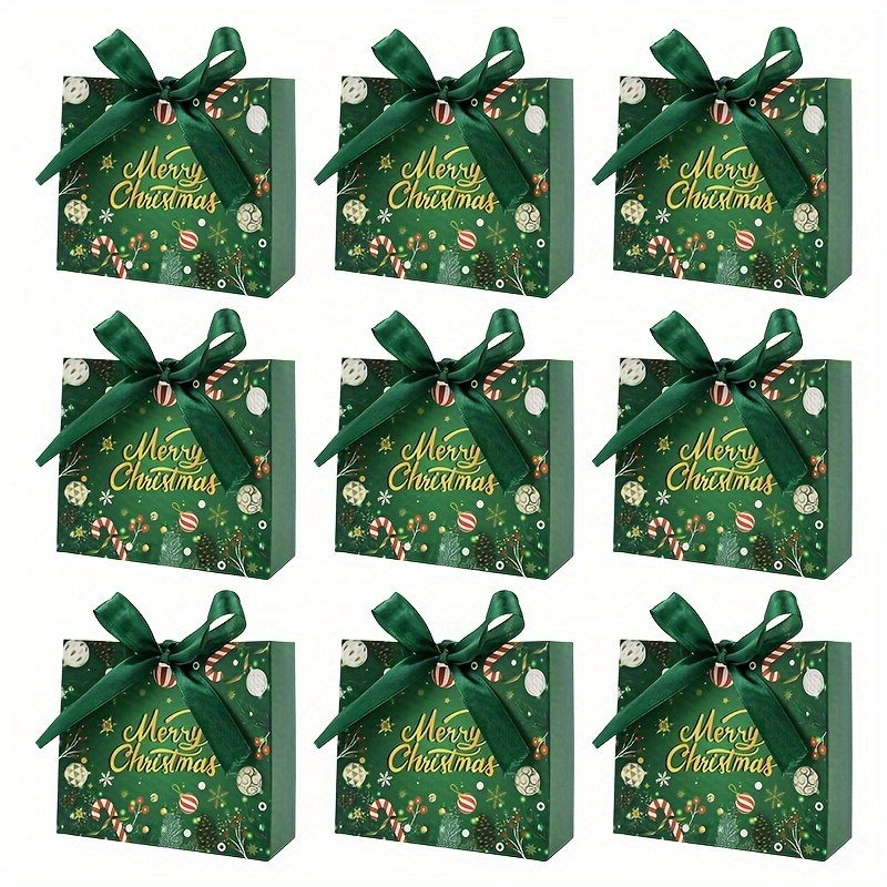 Image of 12/24pack Christmas Decorative Gift Boxes, Xmas Paper Present Boxes With Elegant Ribbon, Holiday Gift Storage Container For Xmas Party Decoration & Gift