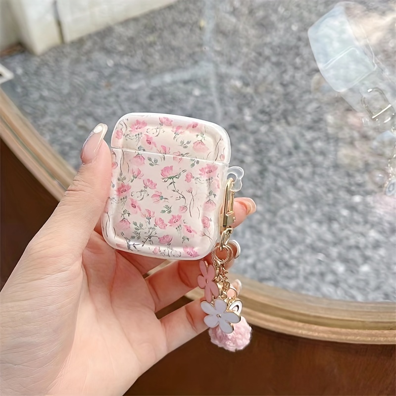 

Creative Pink Flower Pendant For Wireless Headphone Case For Airpods1/ Pro2/ 3/ Pro (2nd Generation) Without Headphones