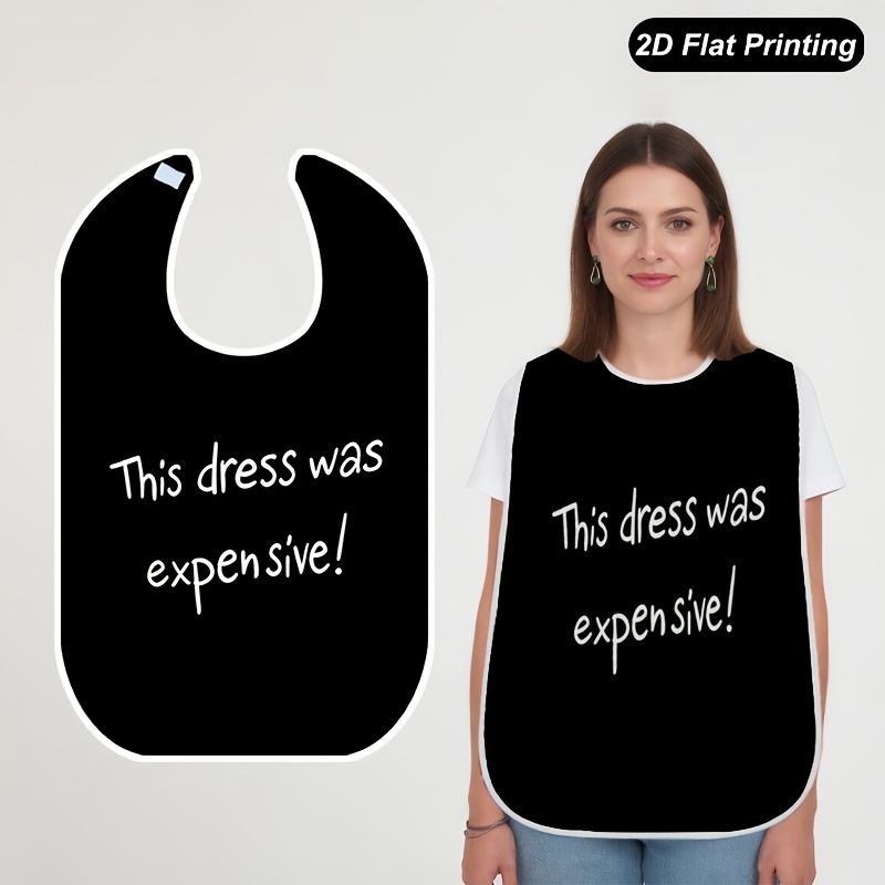 TEMU 1pc 2d Flat Christmas Expensive Dress Printed Bibs Fashionable Adult And Elderly Crumb Catcher For , Fun Pattern, Stylish Bib, Durable