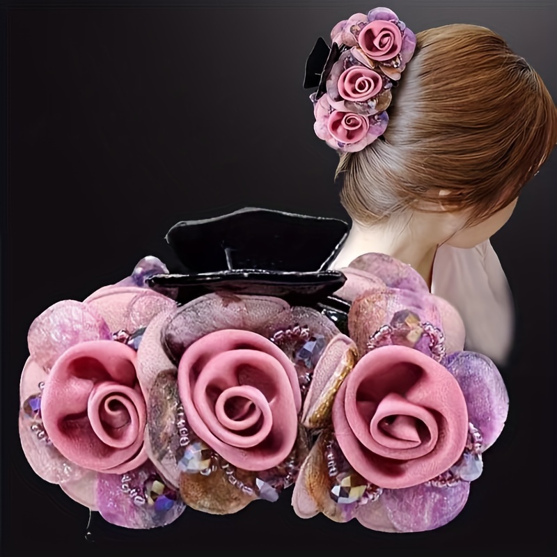 

1pc Elegant Decorative Hair Claw Clip Trendy Non Slip Hair Grab Clip Ponytail Holder For Women And Daily Use Wear