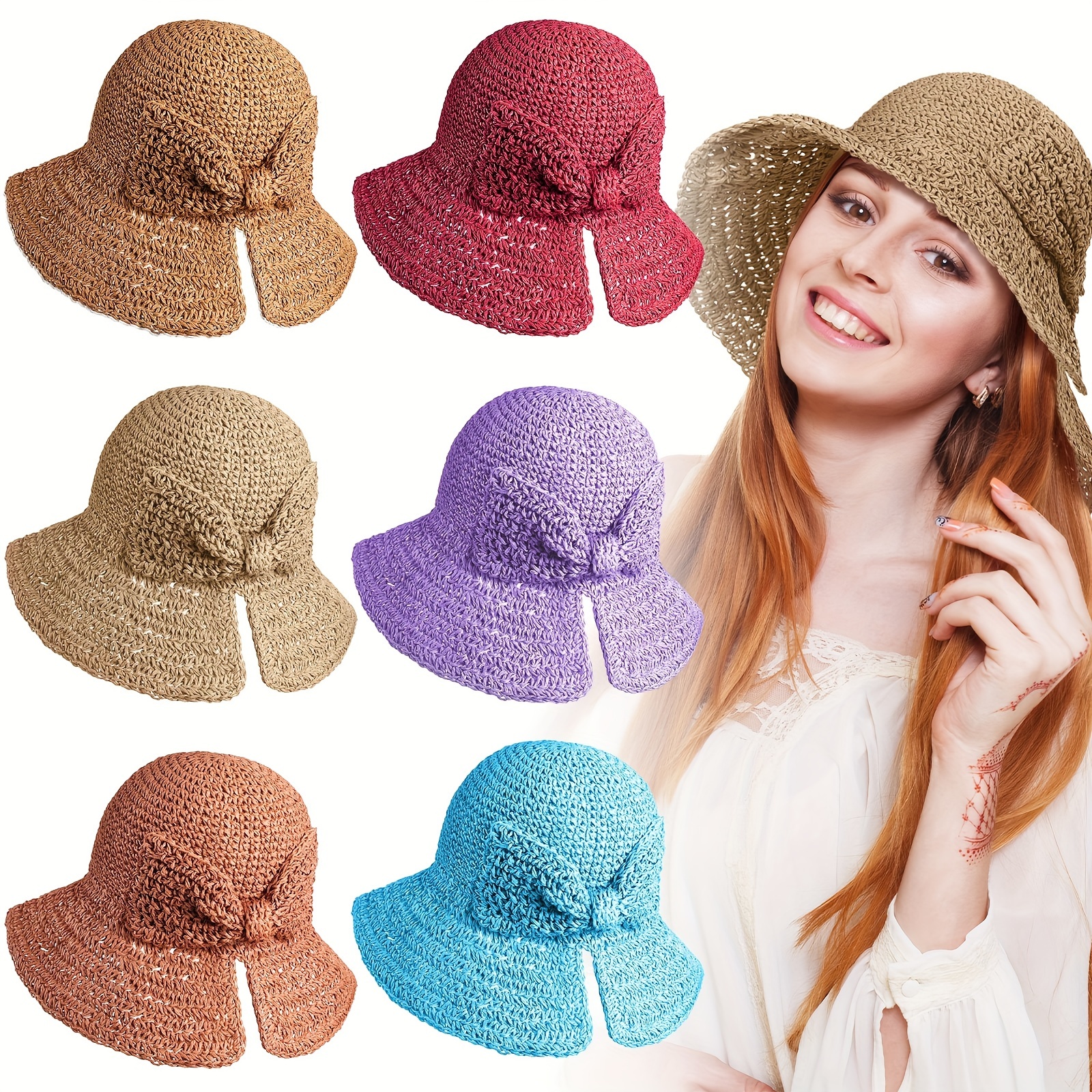 Hat Clips Set Travel Solid Color Crochet Travel Hat Clip Bag - Temu