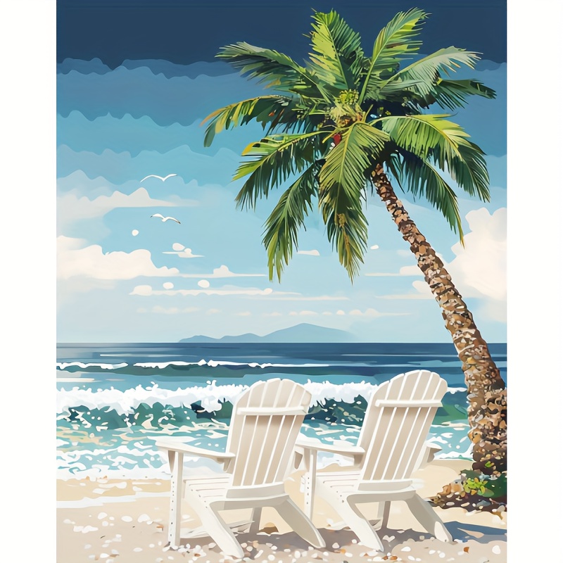 Kit De Pintura De Playa Por Números Para Adultos, Pintura De Paisajes Por Números Sobre Lienzo, Kits De Pintura De Manualidades Para Adultos Con Acrílico Y Pinceles, Pasatiempos Para Mujeres, Pinturas