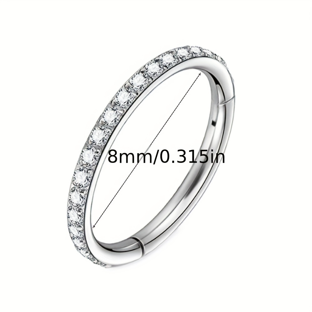 16G Stainless Steel Embedded Zirconia Seamless Nose Ring