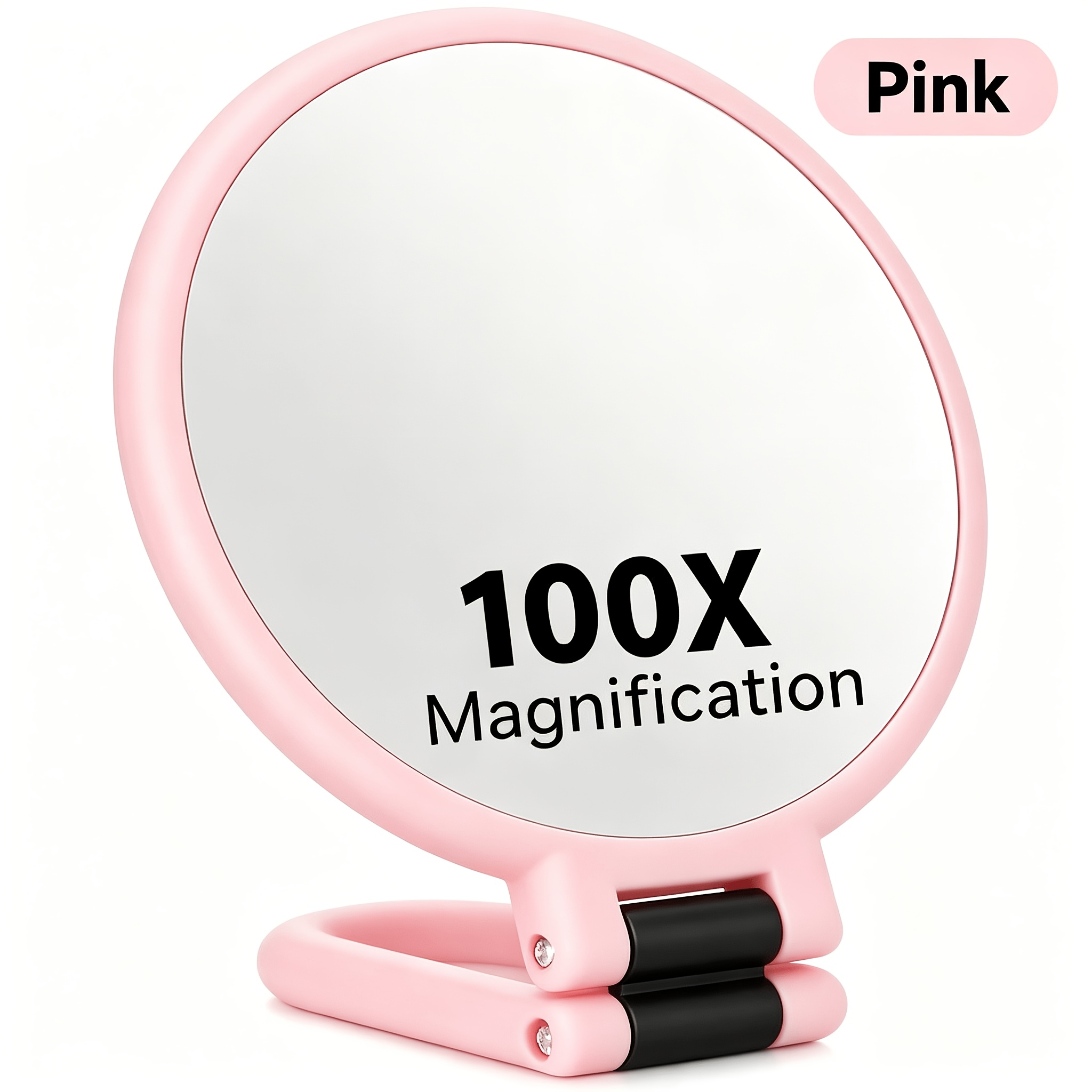 TEMU 1pc 100x Hd Handheld Makeup Magnifying Mirror, 1x/100x Dual Magnification Switchable, 360° Adjustable Handle And Mirror, Frame Portable For