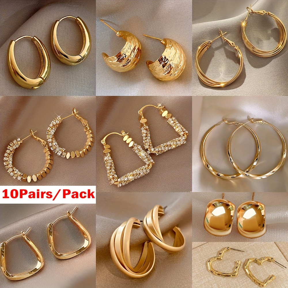 

10 Pairs Of Ear Hooks, High-quality Electroplating Not Easy To Rust And Does Not The Skin. Earrings Are Fashionable Earrings For Business White-collar Workers, Good Gifts For Her