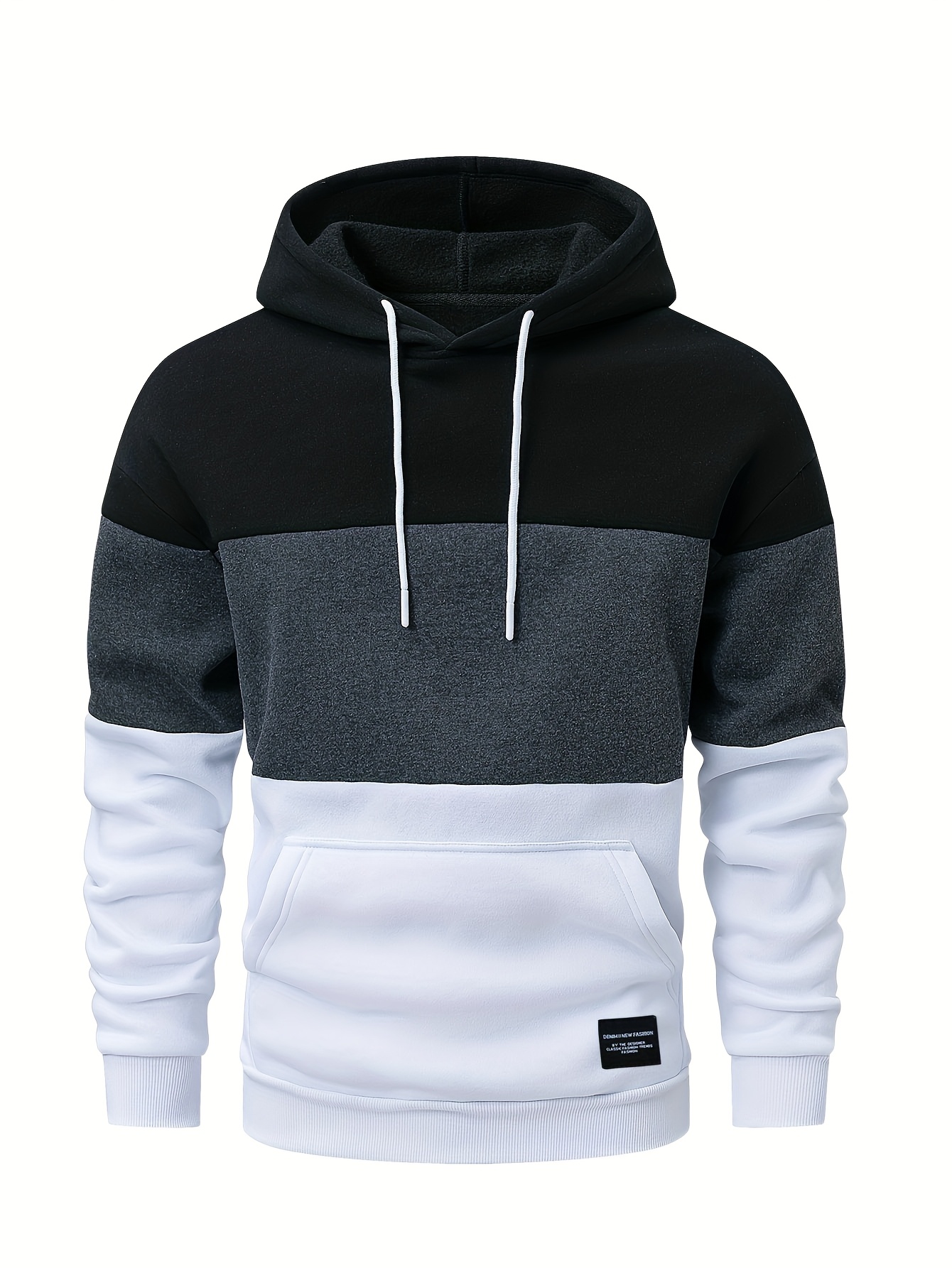 Men'S Novel Color Block Pullover Hoodie Long Sleeve Casual Sweatshirt with Pockets, Fashionable Men'S Sweatshirt