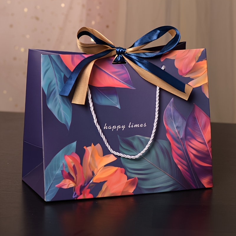 E-shop Geschenk für Sie/Ihn Tragetaschen-Set Bunte Valentinstags-Geschenktasche Handtasche Universelle Papiertasche mit doppeltem Band