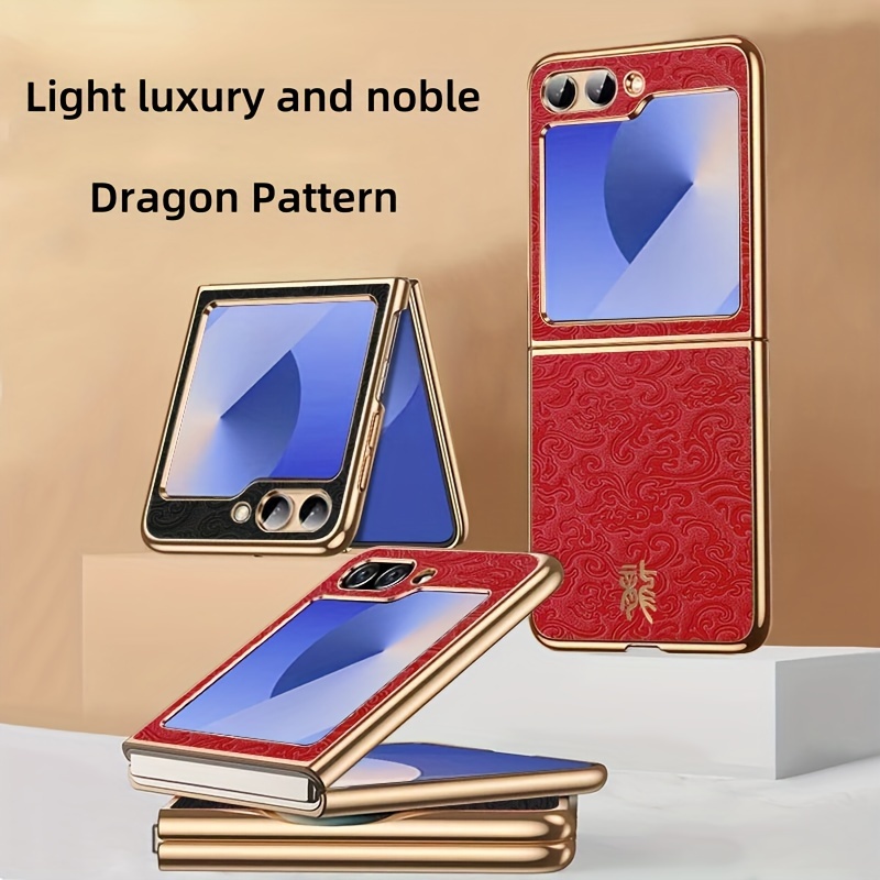 

Luxury Vintage Dragon Pattern Case With Plated Border For Samsung For Galaxy Z Flip 6 - Ultra-thin, Stylish Protection