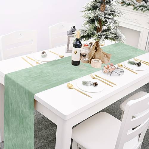 eleganter grüner tischläufer aus polyester - 30cm x 25m, , ideal für ostern, geburtstage, hochzeiten & besondere anlässe, mit floralem muster und kerzenakzenten, hochzeits-tischdekoration, hochzeits-tischdekorationen, eleganter tischläufer