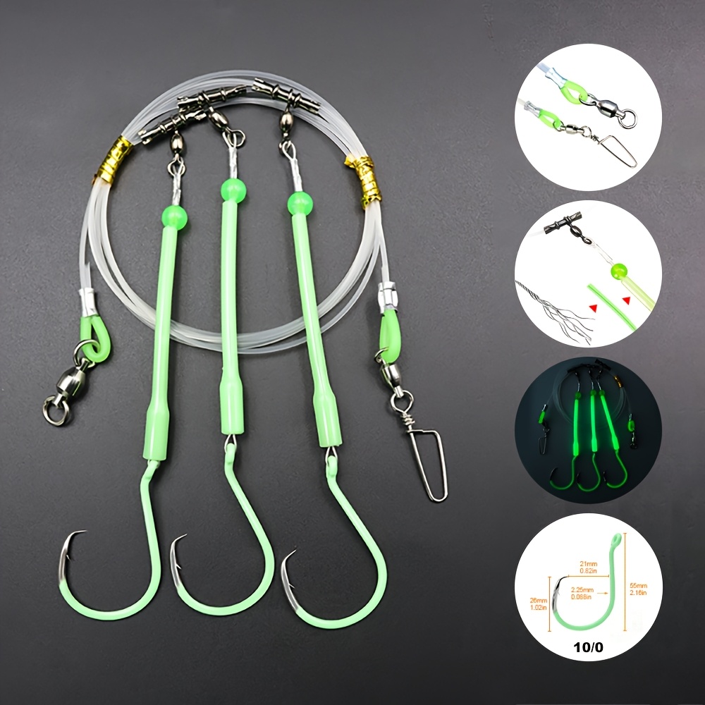 Image of 1pc Deep Drop Fishing Rig 8/0# 10/0# Colorful Circle Hooks With Glow Sleeve High Carbon Steel Fishing String Hooks