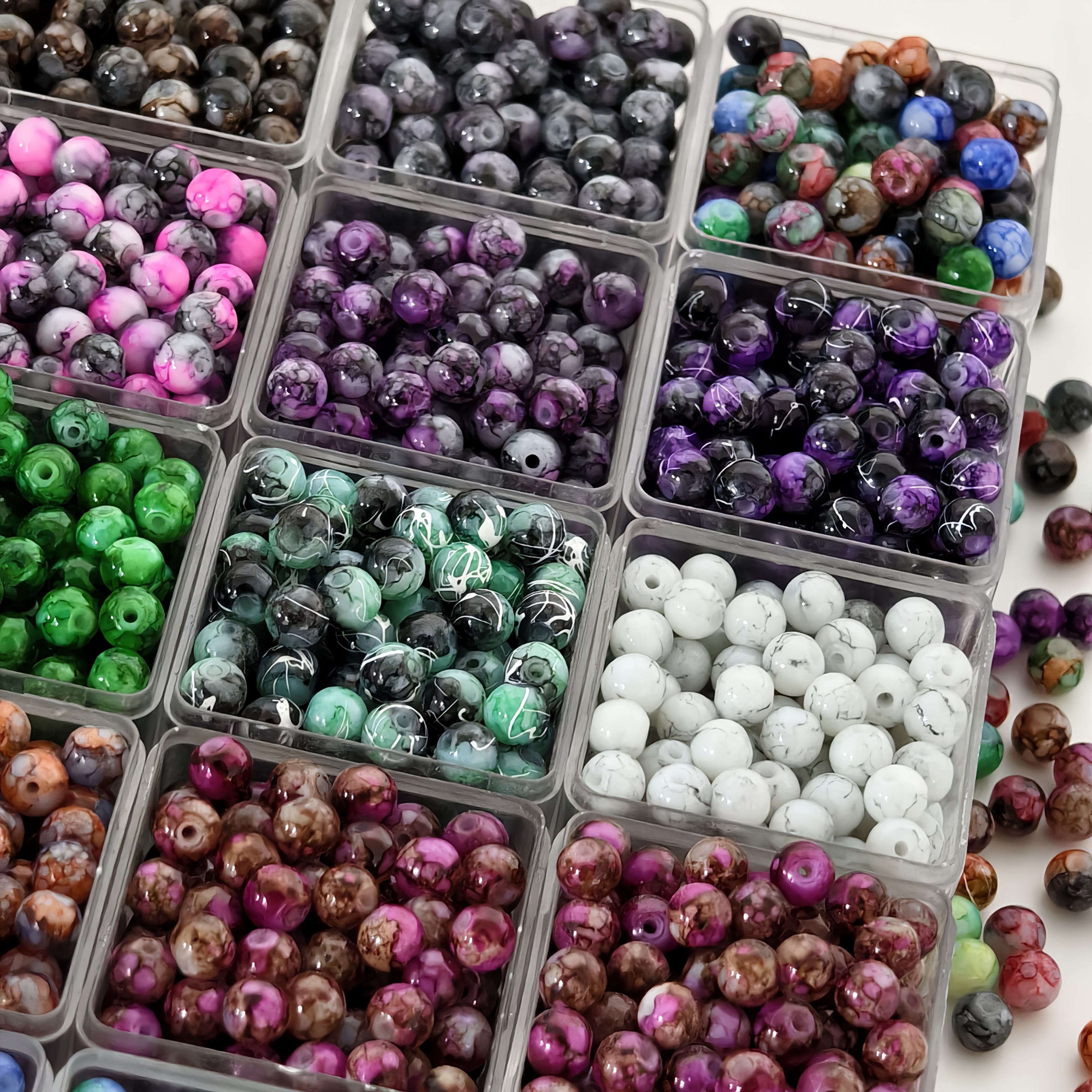 TEMU Set da 140 pezzi di 16 perline in vetro AB da 6mm vivaci per creazione di gioielli fai da te, braccialetti a , collane, ciondoli per telefono e