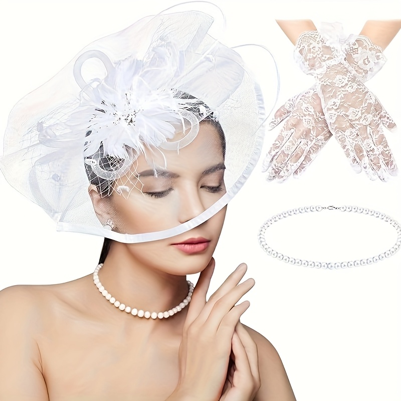 fascinator hat for women tea party derby hat with veil 