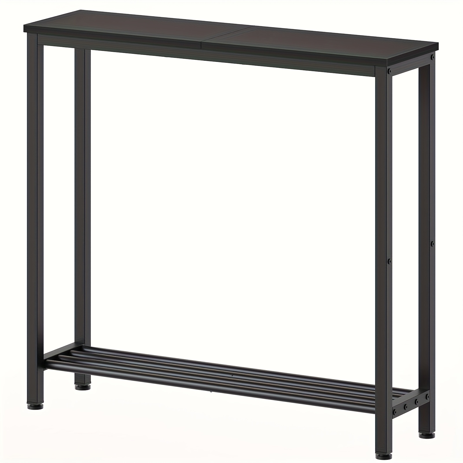 Entryway Table, Narrow Console Table, Double-layer Side Table, Suitable For And Entrances, Space- Black And Brown Design With Metal Frame, Perfect For Living Rooms And .