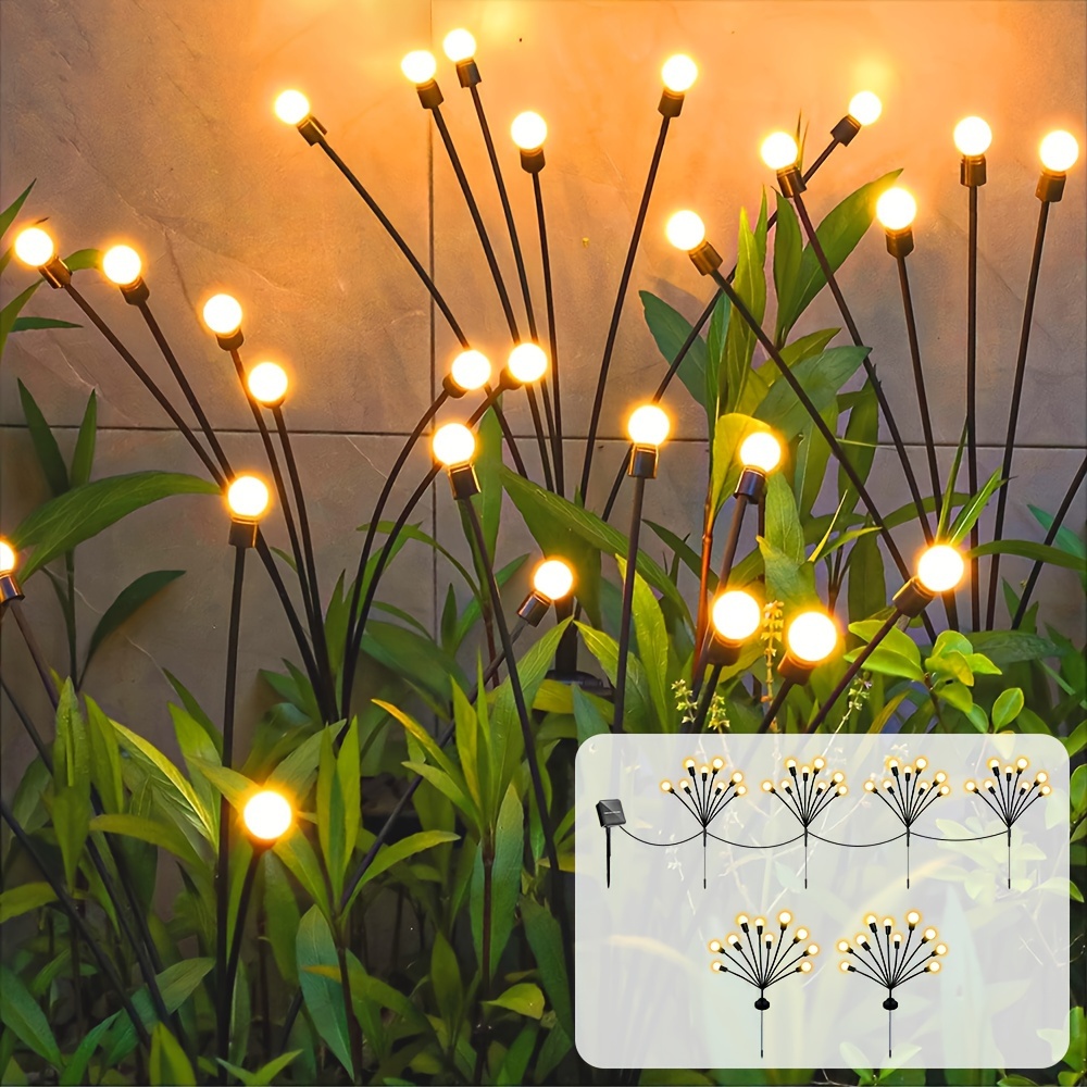 

4pcs - New Upgraded Solar Swaying Light, By Wind, Solar Outdoor Lights, Yard Patio Pathway Decoration, High Flexibility Iron Wire & Heavy Bulb Base, Warm White