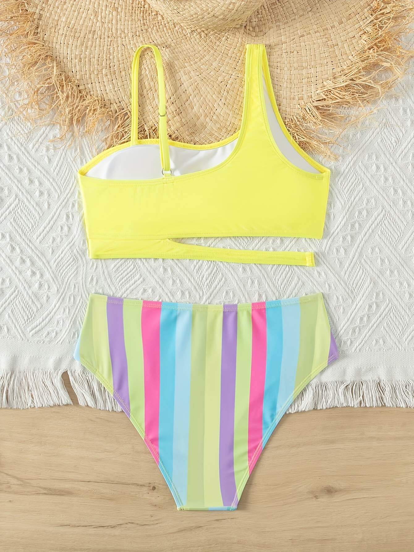 Arshiner Maillot De Bain Bikini Fille Criss Cross - Ensemble Deux Pièces Triangle Rouge Vineux 13-14 Ans