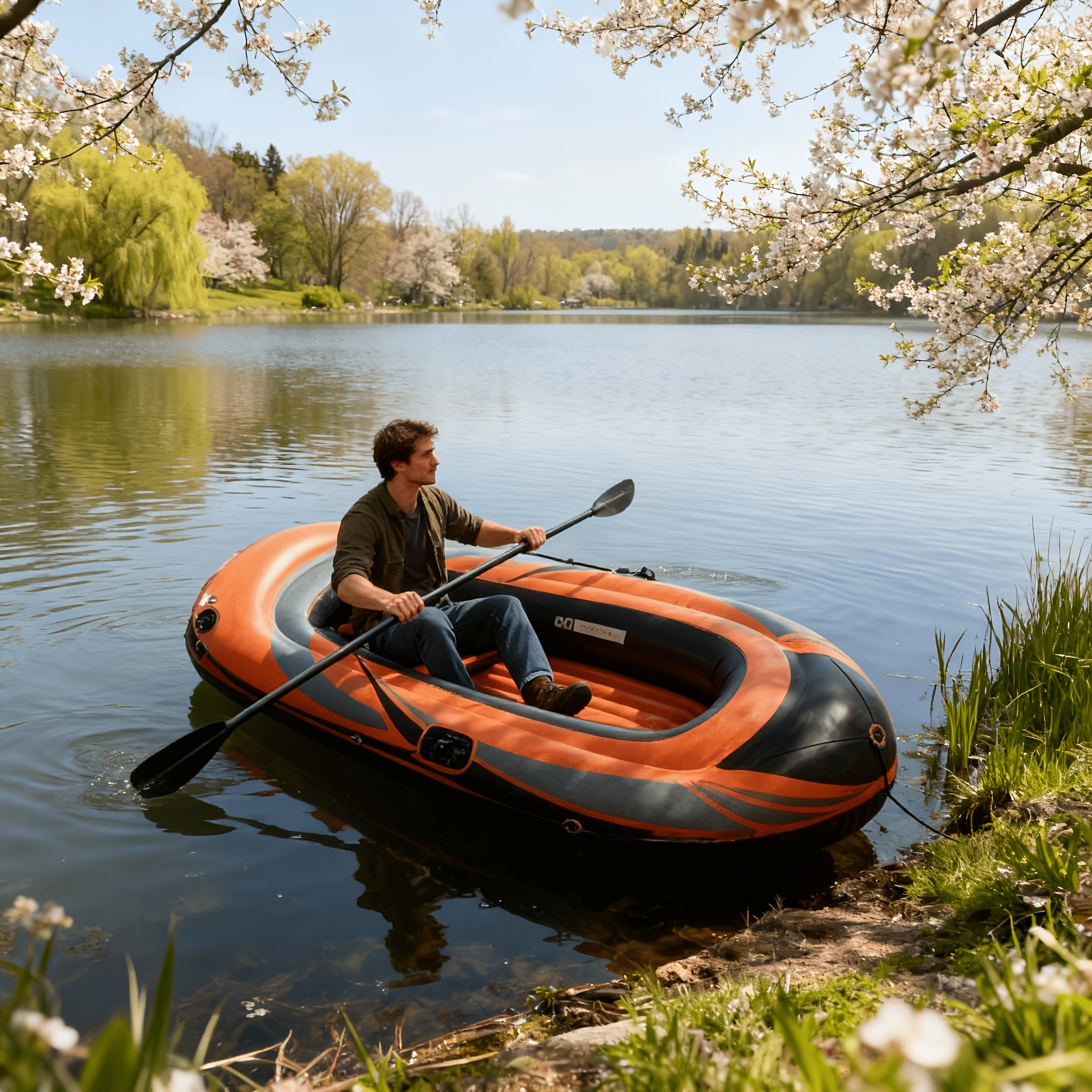 Image of Inflatable Fishing Boat - Durable Pvc Construction With 160kg Capacity, Dual Air Chambers For Stability, No Paddles, No Air Pump, Just A Boat.
