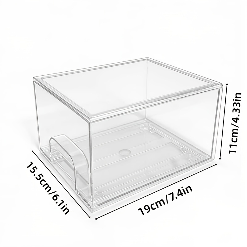 TEMU Stackable Pull-out Storage Box, Extra-large Capacity, Made Of Pet Material. Suitable For Storing Masks, Cosmetics, Sundries, And More. Ideal For