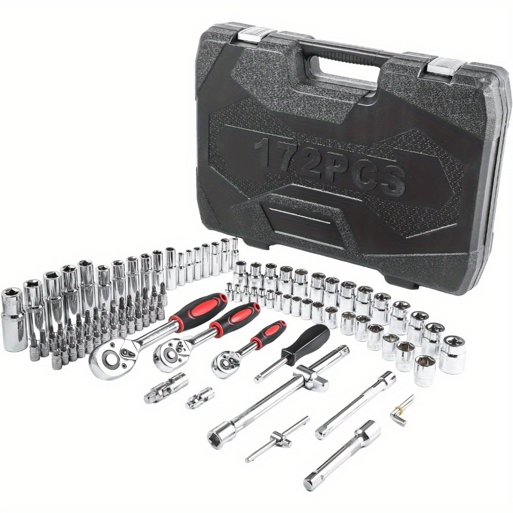 nasadnih ključev 172 kosov 1/2"+1/4"+3/8" krom vanadijeve raglje, orodje, izvijači, ključi s kovčkom za , motor in