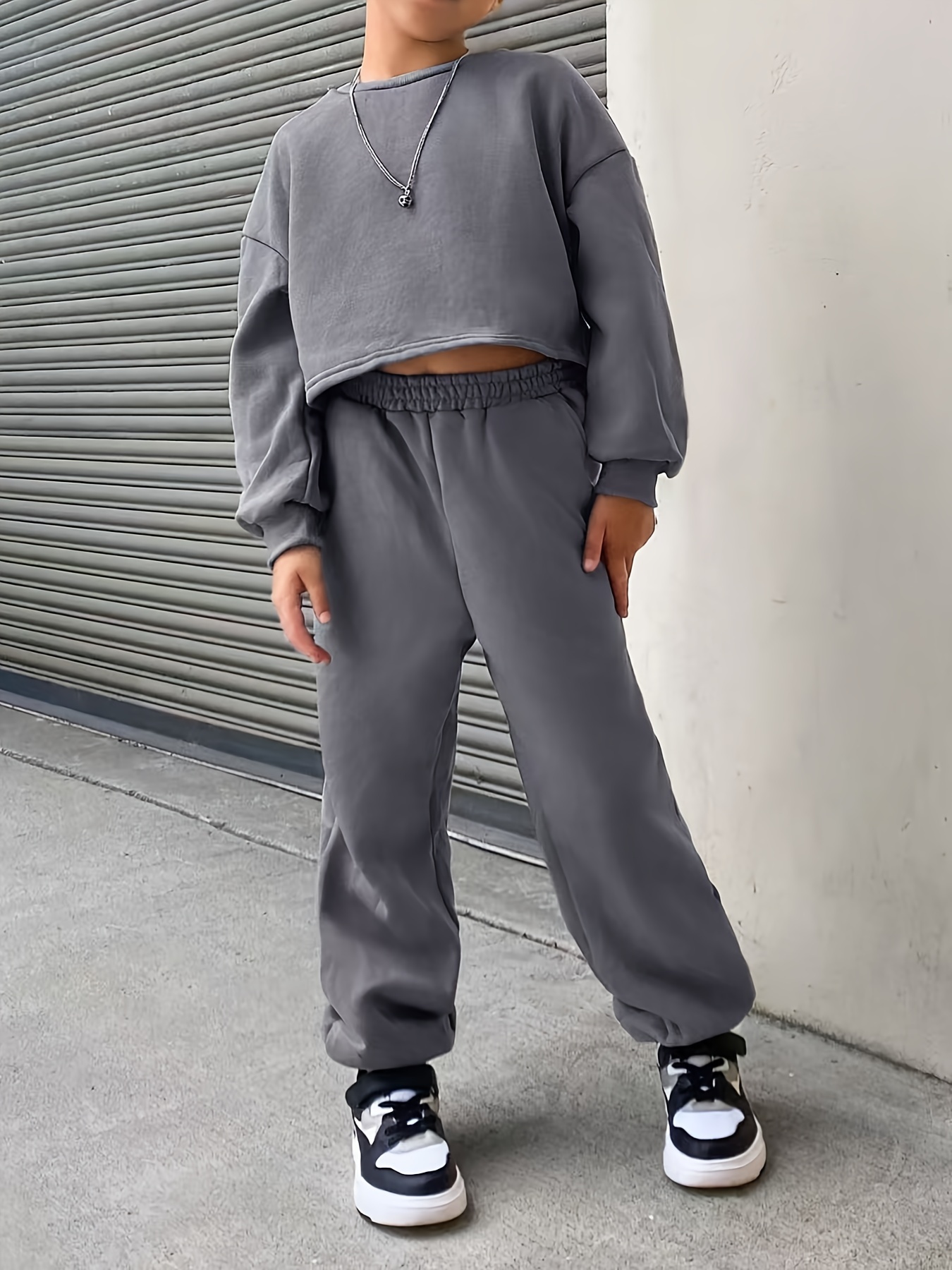 Girls' Casual Fleece Pants Set for Fall and Winter