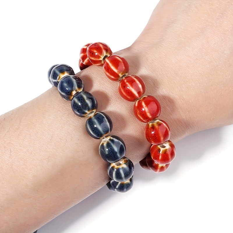 28pcs Glass Striped Colored Pumpkin Beads for DIY Jewellery