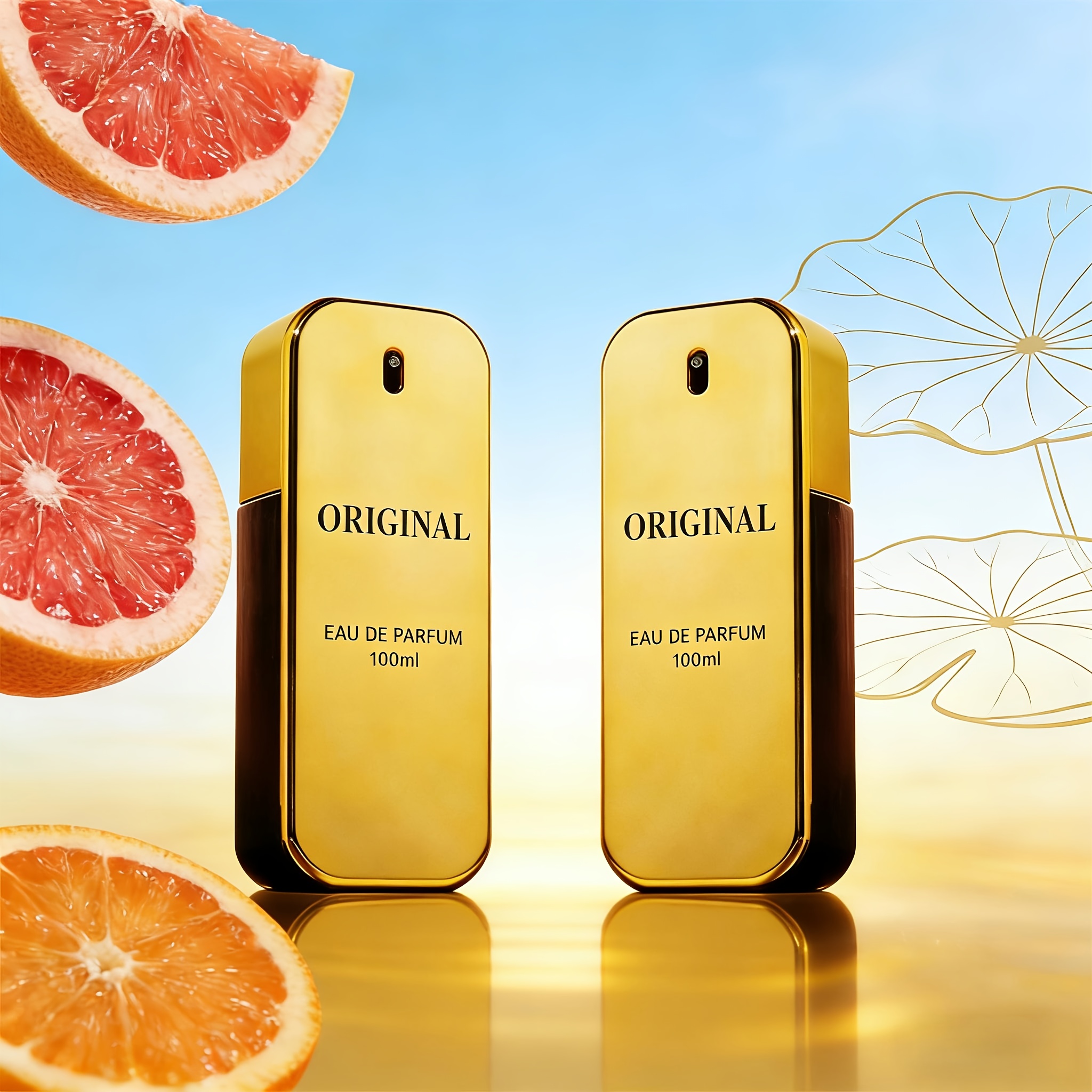 Image of 2pcs Niche Golden Brick-shaped Morakot 's Eau De Parfum (2 X / 2 X 3.38 Fl Oz) | Gilded Textured Packaging | Grapefruit Blood Orange And Rose Cinnamon And Leather White Wood